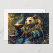 Bear with Magical Book and Teacup ポストカード (正面/裏面)