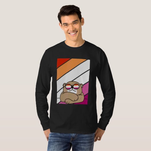 Bear With Pride Lesbian Flag LGBTQ Proud Ally Prid Tシャツ (正面フル)