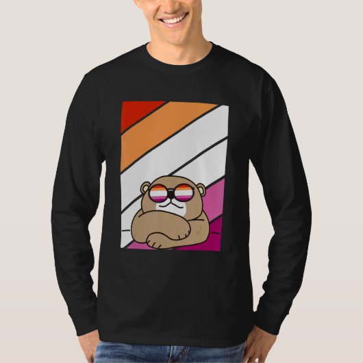 Bear With Pride Lesbian Flag LGBTQ Proud Ally Prid Tシャツ (正面)