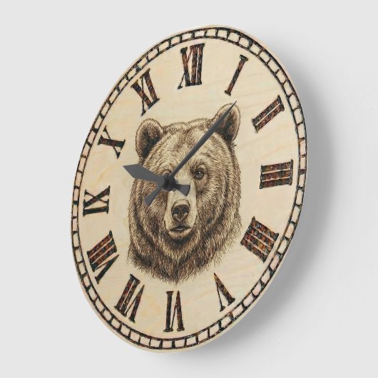 Bear Wooden Wall Clock ラージ壁時計 (傾斜)