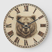 Bear Wooden Wall Clock ラージ壁時計 (正面)