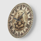 Bear Wooden Wall Clock ラージ壁時計 (傾斜)