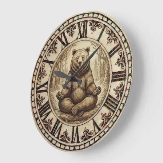 Bear Wooden Wall Clock ラージ壁時計 (傾斜)
