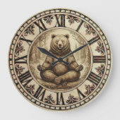 Bear Wooden Wall Clock ラージ壁時計 (正面)