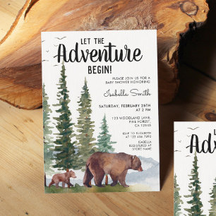 Bear Woodland Baby Shower  招待状