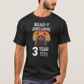 Bear-y Awesome 3 Year Old Funny 3rd Birthday Boy B Tシャツ (正面)