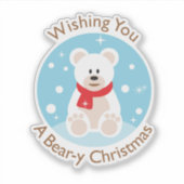 Bear-y Christmas Greeting Custom-Cut Vinyl Sticker シール (正面)