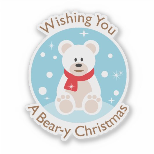 Bear-y Christmas Greeting Custom-Cut Vinyl Sticker シール (正面)