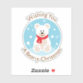 Bear-y Christmas Greeting Custom-Cut Vinyl Sticker シール (シート)