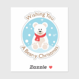 Bear-y Christmas Greeting Custom-Cut Vinyl Sticker シール
