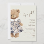 Bear-y Cute Teddy Bear It's a Girl Baby Shower 招待状 (正面)