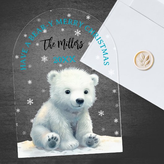 Bear-y Merry Christmas Polar Bear Christmas Card アクリル招待状