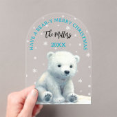 Bear-y Merry Christmas Polar Bear Christmas Card アクリル招待状 (インサイチュ (ポータブル))