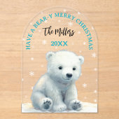 Bear-y Merry Christmas Polar Bear Christmas Card アクリル招待状 (正面)