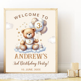 Bear-y Sweet 3rd Birthday – Nursery or Party ポスター