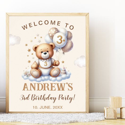 Bear-y Sweet 3rd Birthday – Nursery or Party ポスター