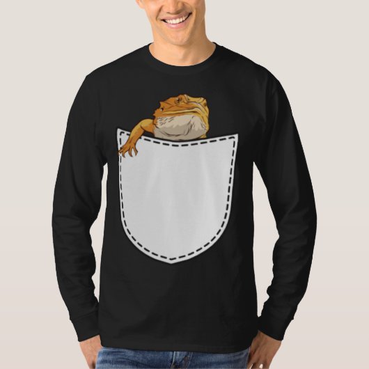 Beard Dragon in Artificial Chest Pocket Reptile Li Tシャツ (正面)