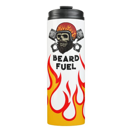BEARD FUEL おもしろい Men'sスカル&Flames Jokeギフト タンブラー (正面)