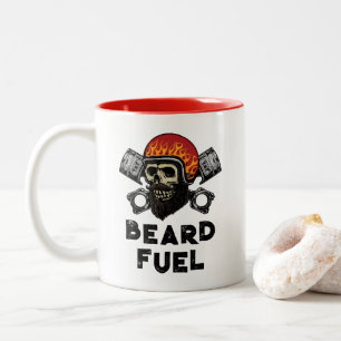 BEARD FUEL おもしろい Men'sスカル&Flames Jokeギフト ツートーンマグカップ