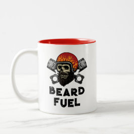 BEARD FUEL おもしろい Men'sスカル&Flames Jokeギフト ツートーンマグカップ