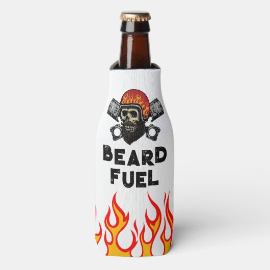 BEARD FUEL おもしろい Men'sスカル&Flames Jokeギフト ボトルクーラー (ボトル正面)