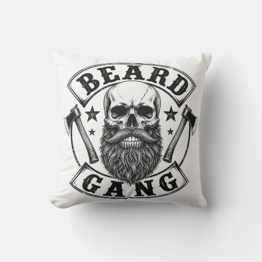 Beard Gang | おもしろいひげの男性とひげ好き クッション (正面)