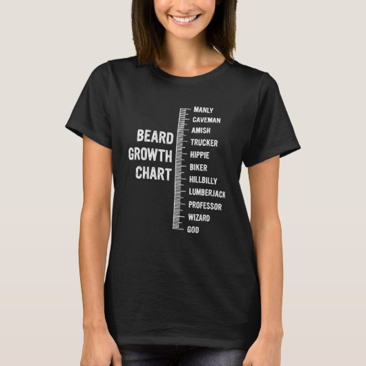 Beard Growth Chart Manly  Beard Measurement Tシャツ (正面)