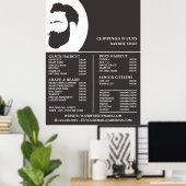 Beard Logo, Men's Barbers Price List ポスター (ホームオフィス)