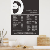 Beard Logo, Men's Barbers Price List ポスター (キッチン)