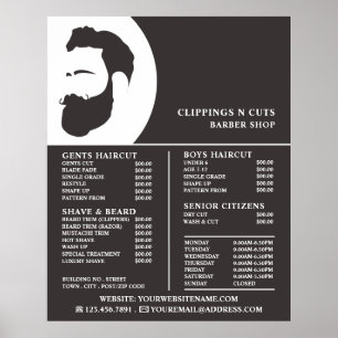 Beard Logo, Men's Barbers Price List ポスター