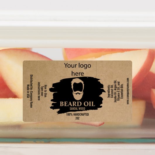 Beard Oil Label template package product add logo ラベル (貼付)