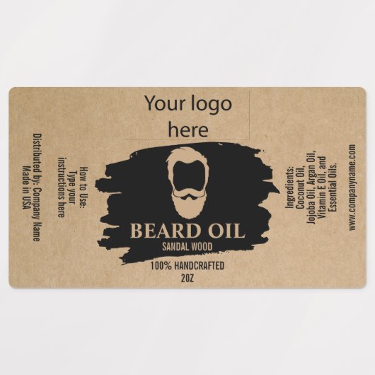 Beard Oil Label template package product add logo ラベル (デザイン2)