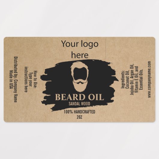 Beard Oil Label template package product add logo ラベル (デザイン1)