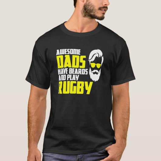 Beard Rugby Saying Fathers Day Rugby Tシャツ (正面)