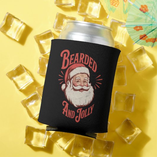 Bearded and Jolly Christmas Beard Funny Retro  缶クーラー (インサイチュ 夏)