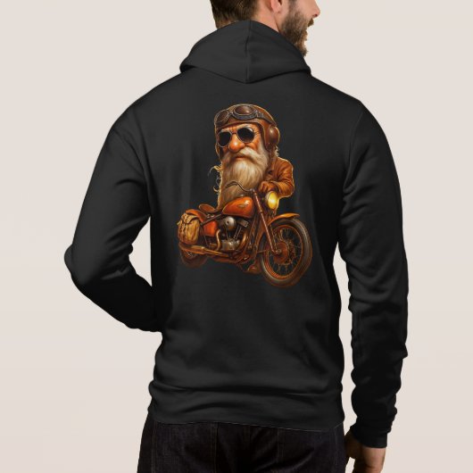 Bearded Biker Hoodie – Vintage Rider Style パーカ (裏面)