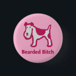 Bearded, but I’m a girl 缶バッジ<br><div class="desc">Wire Fox Terrier: Bearded,  but I’m a girl</div>
