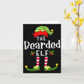Bearded Christmas Elf Matching Pajama X-mas Party カード (黄色い花)