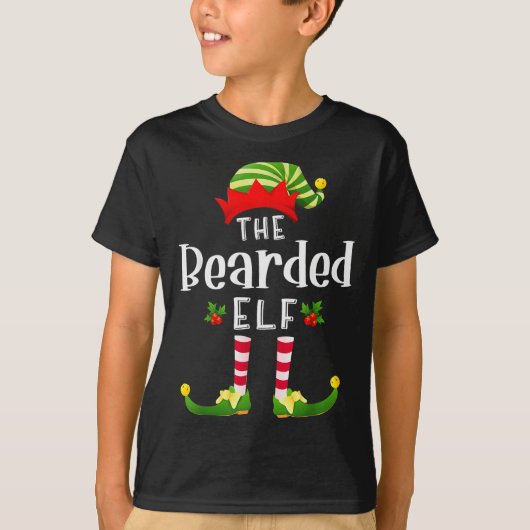 Bearded Christmas Elf Matching Pajama X-mas Party  Tシャツ (正面)