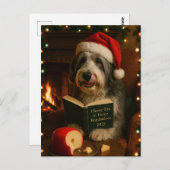 Bearded collie 'Cheese Tax' Christmas postcard ポストカード (正面/裏面)