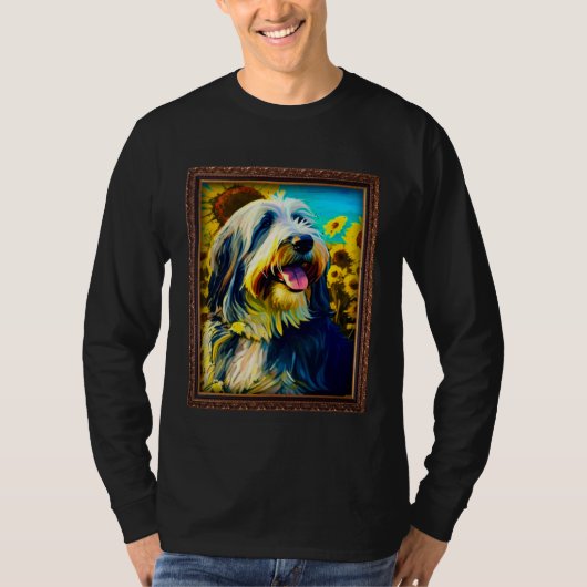 Bearded Collie Painting Sunflower Flower Mom Women Tシャツ (正面)