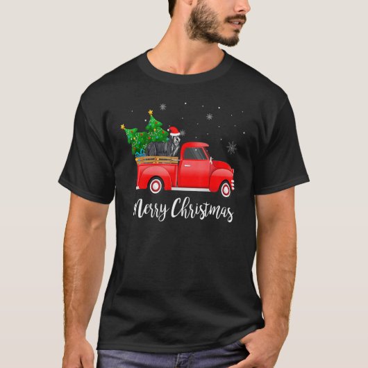 Bearded Collie Red Truck Christmas Tree Xmas Dog Tシャツ (正面)