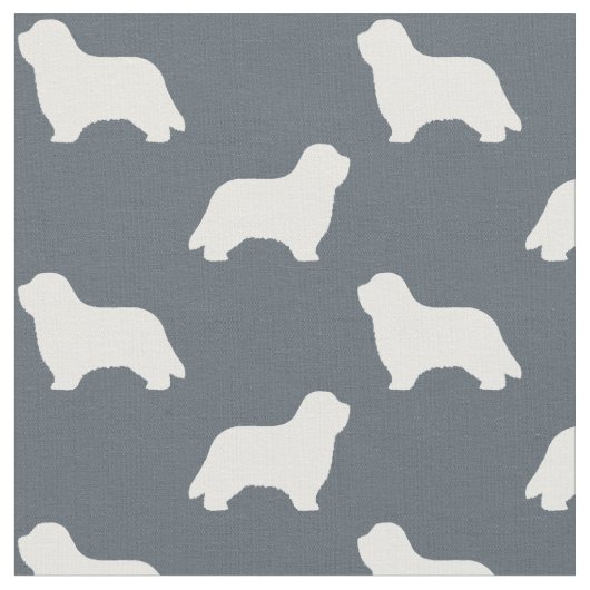 Bearded Collie Silhouettes | Dogs Pattern ファブリック (クローズアップ)