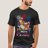 Bearded Dragon American Flag Fireworks Happy 4th o Tシャツ (正面)