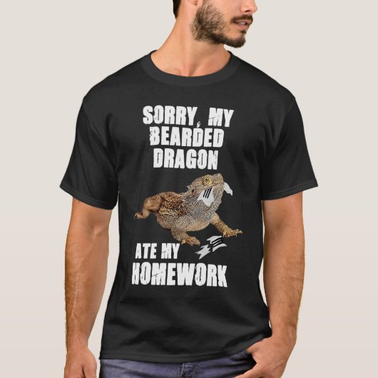 Bearded Dragon Ate Homework Reptiles  Pet Owner Gr Tシャツ (正面)