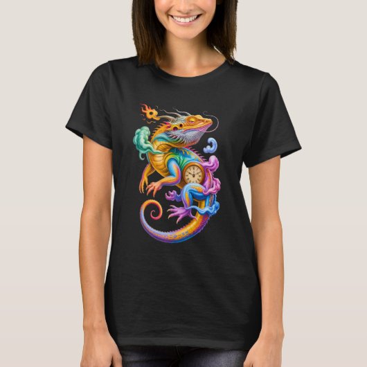 Bearded Dragon Colorful Lizard Reptile Exotic Geck Tシャツ (正面)