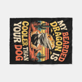 Bearded Dragon Cooler Reptile Animal Beardie Beard フリースブランケット (正面(横))