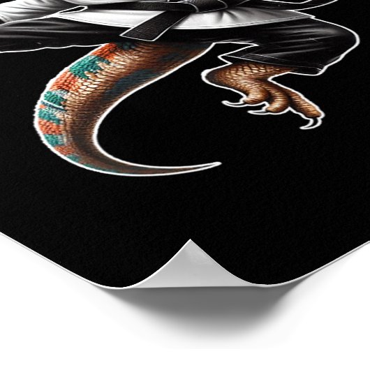 Bearded Dragon Flying Kick Pose Karate Samurai Nin ポスター (角)