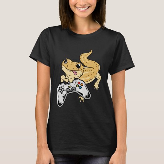 Bearded Dragon Gamer Video Games Lizard Reptile Ga Tシャツ (正面)