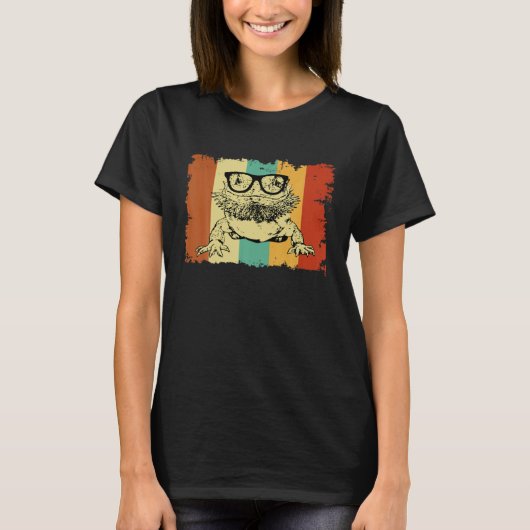 Bearded Dragon Glasses Nerd  Animal Optician Vinta Tシャツ (正面)